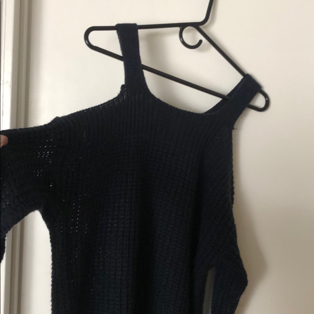 Off-the-shoulder Navy Sweater